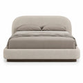 Lit coffre 160 x 200 cm en polyester boucle beige avec tete de lit arrondie