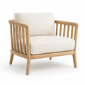 Fauteuil de jardin en bois massif d'acacia avec coussins carres creme 76 x 78 x 78 cm