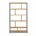 Etagere de rangement sur pied 90 x 30 x 180 cm en acier et MDF plaque chene rectangulaire naturel noir