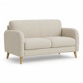 Canape 2 places fixe droit 165 x 83 x 84 cm en polyester beige avec pieds en bois massif