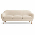 Canape 3 places arrondi en polyester bouclette ecru 210 x 85 x 80 cm